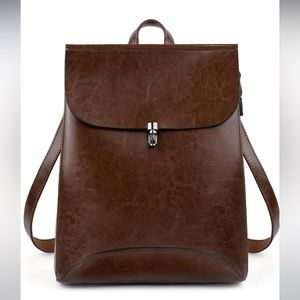 Women's Pu Leather brown convertible Backpack